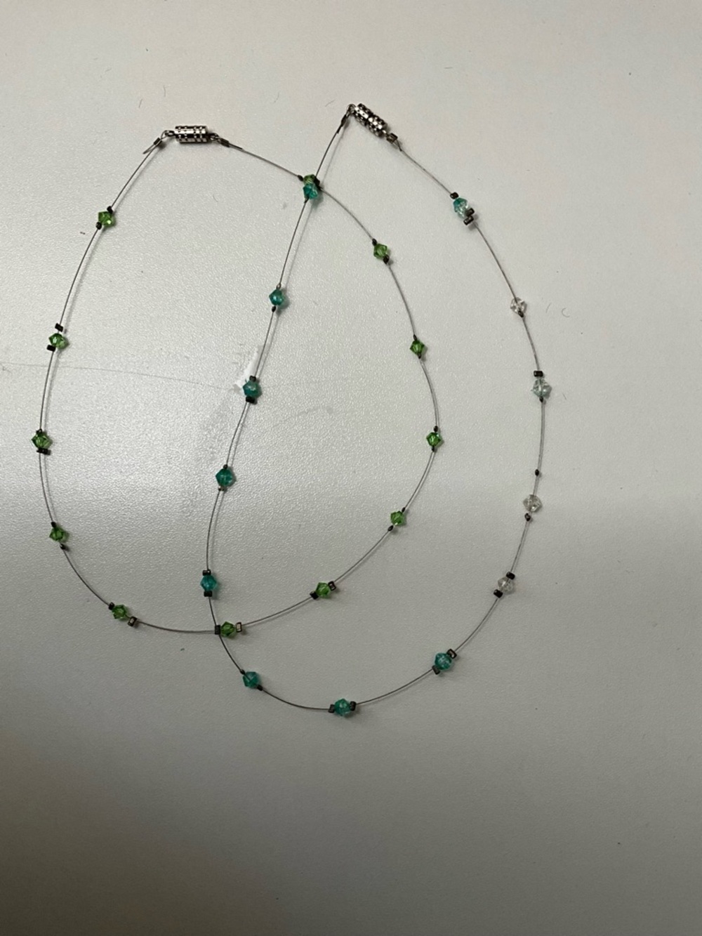 Green Aqua 14 Inches Floating Illusion Necklace Set